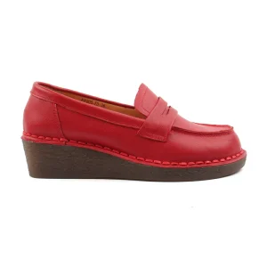 Chaussures Femme Mocassins en Cuir, Couleur Rouge / AX005-73 / BEL CHOU'S