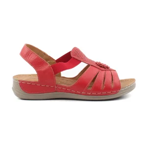 Chaussures Femme Sandales en Cuir, Couleur Rouge / F012-73 / BEL CHOU'S