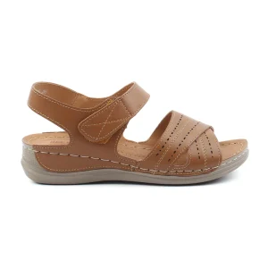 Chaussures Femme Sandales en Cuir, Couleur Camel / F013-66 / BEL CHOU'S