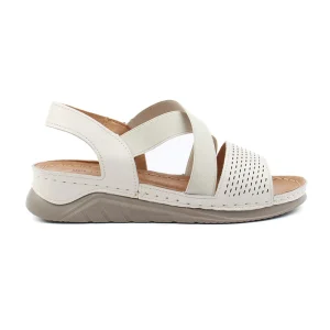 Chaussures Femme Sandales en Cuir, Couleur Blanc / F017-65 / BEL CHOU'S