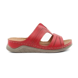 Chaussures Femme Sandales en Cuir, Couleur Rouge / F018-73 / BEL CHOU'S