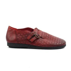 Chaussures Femme Mocassins en Cuir, Couleur Bordeaux / G034-73 / BEL CHOU'S