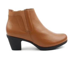 Chaussures Femme Bottines en Cuir, Couleur Camel / H116-66 / BEL CHOU'S