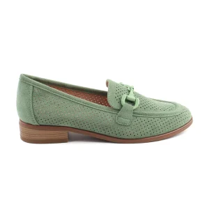 Chaussures Femme Mocassins, Couleur Daim Vert D'Eau / L056-91 / MINIA