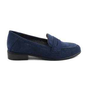 Chaussures Femme Mocassins, Couleur Daim Bleu Marine / L057-84 / MINIA