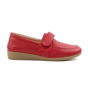 Chaussures Femme Mocassins en Cuir, Couleur Rouge / M021-73 / BEL CHOU'S