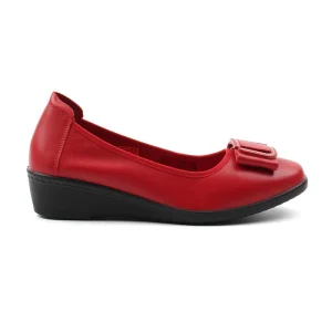 Chaussures Femme Ballerines en Cuir, Couleur Rouge / N006-73 / BEL CHOU'S