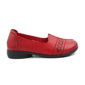 Chaussures Femme Ballerines en Cuir, Couleur Rouge / N011-73 / BEL CHOU'S