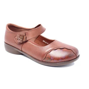Chaussures Femme Ballerines en Cuir, Couleur Marron / N074-62 / BEL CHOU'S
