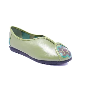 Chaussures Femme Ballerines en Cuir, Couleur Vert / N026-91 / BEL CHOU'S