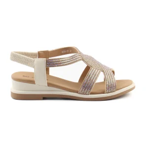 Chaussures Femme Sandales en Cuir, Couleur Argent / N036-29 / BEL CHOU'S