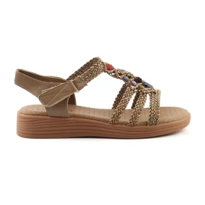 Chaussures Femme Sandales en Cuir, Couleur Camel / N045-66 / BEL CHOU'S