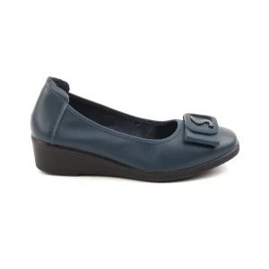 Chaussures Femme Ballerines en Cuir, Couleur Bleu Marine / N084-84 / BEL CHOU'S