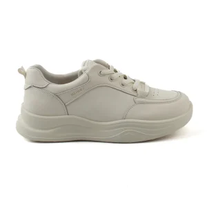 Chaussures Femme Sneakers en Cuir, Couleur Crème / N088-88 / BEL CHOU'S