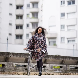 Cape de pluie vélo unisexe Le Temps des Grenouilles - Polyester 100% recyclé