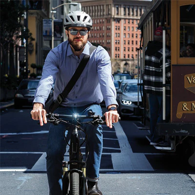 Casque vélo ville jaune fluo Pedelec 2.0 Abus avec éclairage – Image 6