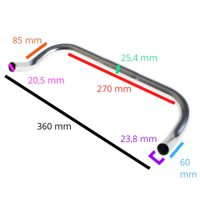 Guidon corne de vache argent Bullhorn BLB 360 mm – Image 4