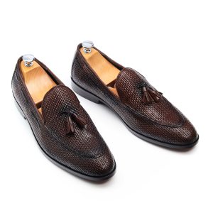 Mocassin homme Cuir Marron Tressé - JONES