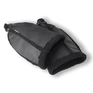 Manchons Basil noirs en cuir végétal sur guidon vélo