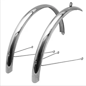 Paire de garde boue vélo vintage 28 pouces argent