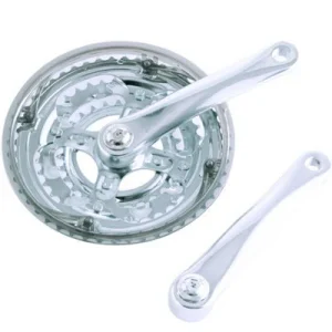 Pédalier vélo trois plateaux 48 / 38 / 28 en acier