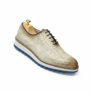 Richelieu homme cuir croco - Desert
