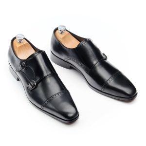 Double Boucle homme Cuir Noir - Rogers