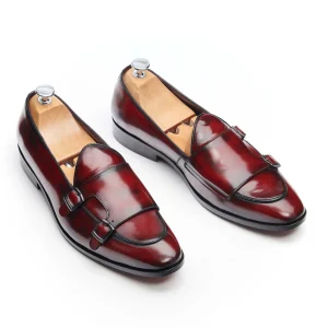 Mocassin à boucle homme en cuir Bordeaux glacé - BERLEY