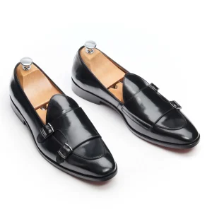 Mocassin à boucle homme en cuir Noir glacé - BERLEY