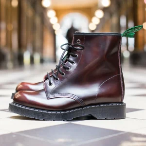 8 eyes Derby boot Burgundy Rub-off