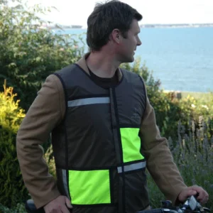 Veste mixte réfléchissante de vélo verte et jaune D1 Style